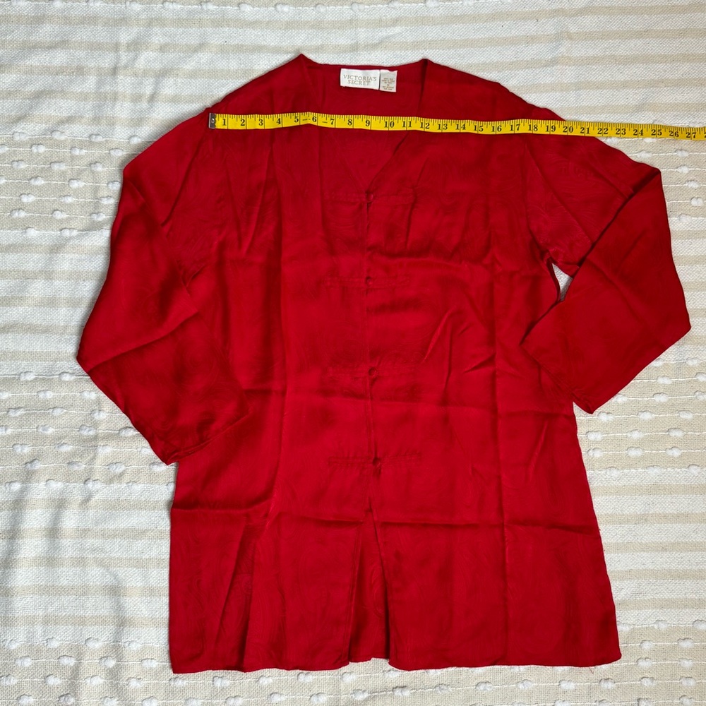 Victoria Secret gold label vintage 100% silk red pajama dress/ robe size medium - Picture 12 of 13